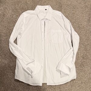 Classic White Men's Button-Up Shirt - Timeless Dress Shirt